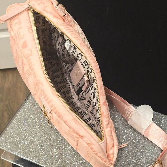Juicy Couture Logo Material Girl Sling Bag- Powder Blush - Picture 8 of 11